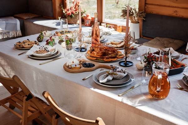 Festive Table with Food for Small Company